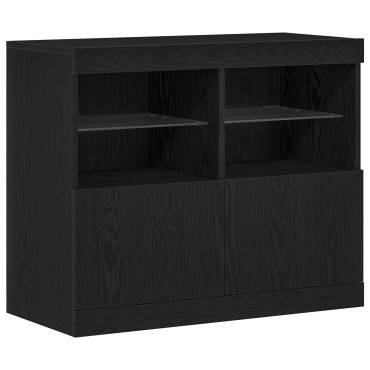 vidaXL Sideboard με LED Φωτισμό Μαύρος Δρυός 81x37x67cm 1 τεμ.