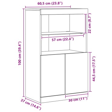 vidaXL Σαλονάκι με Φωτιστικά LED Ξύλο Artisan 60x37x100cm 1 τεμ.