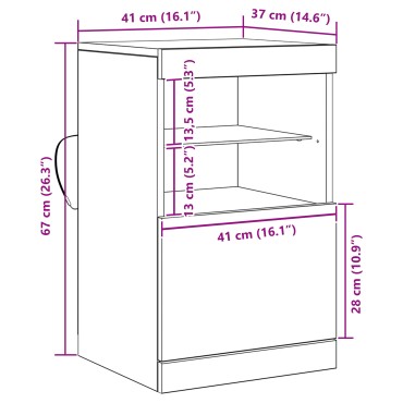 vidaXL Μπουφές με Φώτα LED Παλαιού Ξύλου 41x37x67cm 1 τεμ.