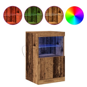 vidaXL Μπουφές με Φώτα LED Παλαιού Ξύλου 41x37x67cm 1 τεμ.