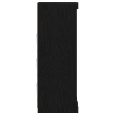vidaXL Μπουφέ με LED Φώτα Μαύρη Δρυς 60,5x37x100 εκ 1 τεμ.