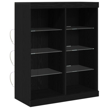 vidaXL Κονσόλα με LED Φώτα Μαύρο Δρυς 41x37x100 εκ 1 τεμ.