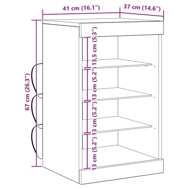 vidaXL Μπουφές με LED Φωτισμό Artisan Oak 41x37x67cm 1 τεμ.