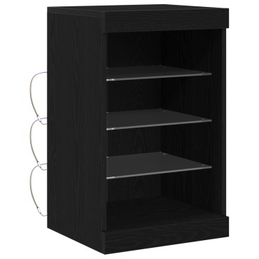 vidaXL Μπουφές με LED Φώτα Μαύρο Δρυς 41x37x67cm 1 τεμ.