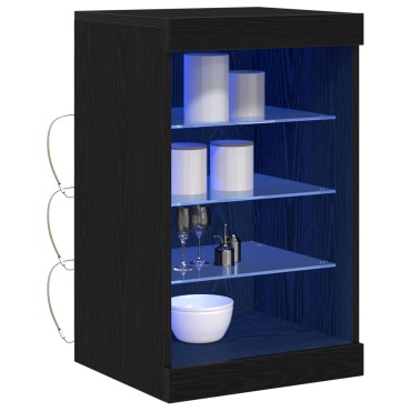 vidaXL Μπουφές με LED Φώτα Μαύρο Δρυς 41x37x67cm 1 τεμ.