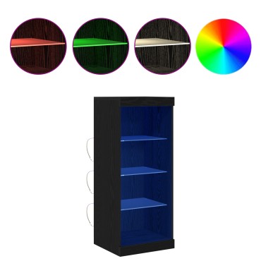 vidaXL Μπουφές με LED Φώτα Μαύρη Δρυς 41x37x100 εκ 1 τεμ.