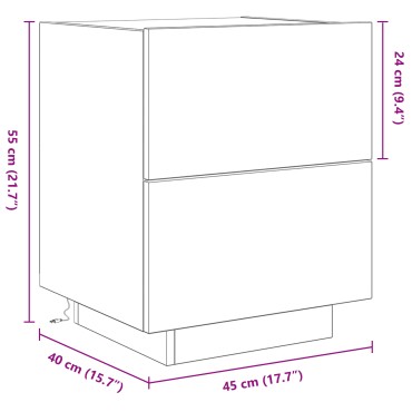 Κομοδίνο vidaXL με LED Φωτιστικά Artisan Oak 45x40x55cm 1 τεμ.