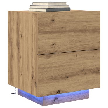 Κομοδίνο vidaXL με LED Φωτιστικά Artisan Oak 45x40x55cm 1 τεμ.