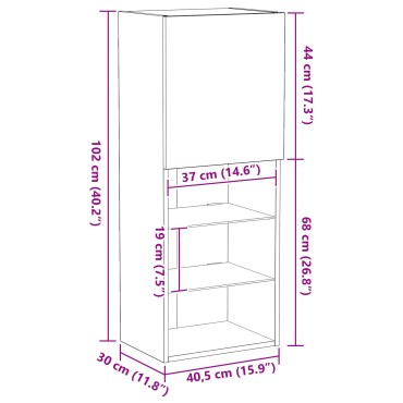 vidaXL Ντουλάπι τηλεόρασης με LED Φώτα Μαύρη Δρυς 40,5x30x102 εκ