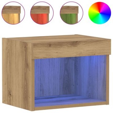 vidaXL Ντουλάπες με LED Φώτα 2 τεμ. Καφέ Δρυς 40x30x30 εκ