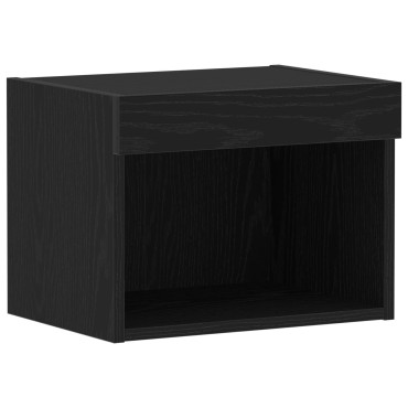 vidaXL Τοίχος Ντουλάπι με LED Φωτισμό Μαύρη Δρυς 40x30x30 εκ