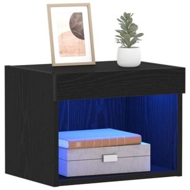 vidaXL Τοίχος Ντουλάπι με LED Φωτισμό Μαύρη Δρυς 40x30x30 εκ