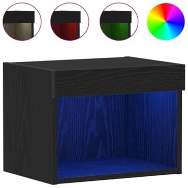 vidaXL Τοίχος Ντουλάπι με LED Φωτισμό Μαύρη Δρυς 40x30x30 εκ