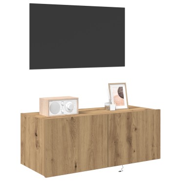 vidaXL Ντουλάπα TV με Φώτα LED Artisan Oak 80x35x31cm