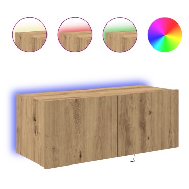 vidaXL Ντουλάπα TV με Φώτα LED Artisan Oak 80x35x31cm