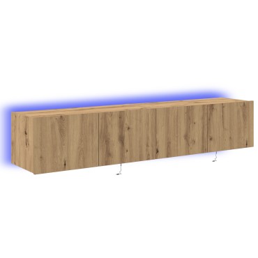 vidaXL Καλόγεροι Τηλεόρασης με Φώτα LED 2 τεμ. Κατασκευαστής Δρύς 80x35x31 εκ