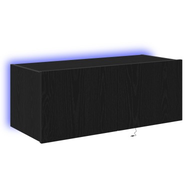 VidaXL Κάβας τηλεόρασης με LED φώτα Μαύρη Δρυς 80x35x31cm