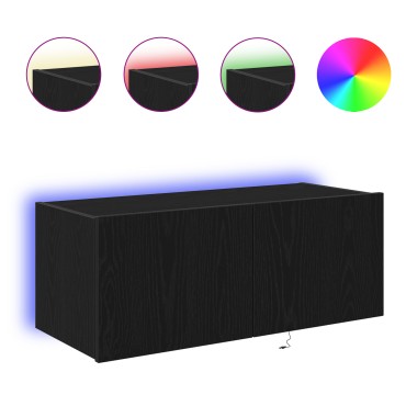 VidaXL Κάβας τηλεόρασης με LED φώτα Μαύρη Δρυς 80x35x31cm