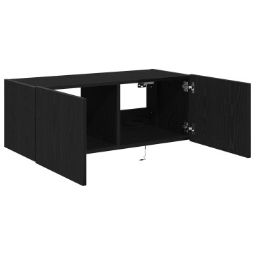VidaXL Κάβας τηλεόρασης με LED φώτα Μαύρη Δρυς 80x35x31cm