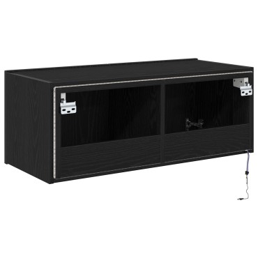 VidaXL Κάβας τηλεόρασης με LED φώτα Μαύρη Δρυς 80x35x31cm