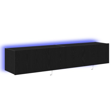vidaXL Ντουλάπες τοίχου για τηλεοράσεις με LED φώτα 2 τεμ. Μαύρη Δρυς 80x35x31 εκ