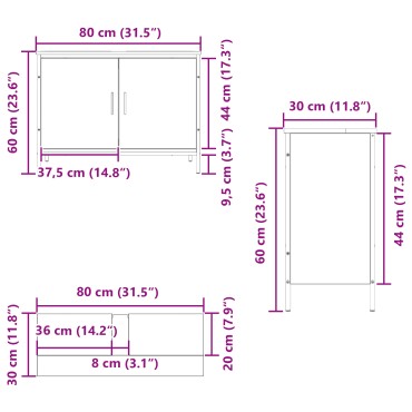 vidaXL Νιπτήρας Μπάνιου Μαύρο Δρυς 80x30x60cm Επεξεργασμένο Ξύλο