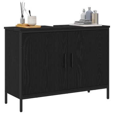 vidaXL Νιπτήρας Μπάνιου Μαύρο Δρυς 80x30x60cm Επεξεργασμένο Ξύλο