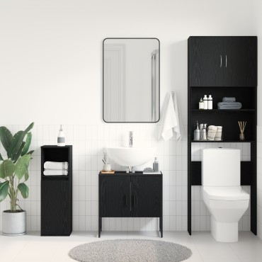 vidaXL Ντουλάπι Νιπτήρα Μαύρης Δρυός 60x33x60cm Επεξεργασμένο Ξύλο 1 τεμ.