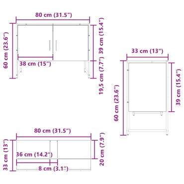 vidaXL Ντουλάπα Νιπτήρα Μπάνιου Μαύρης Δρυός 80x33x60cm Μοριοσανίδες 1 τεμ.
