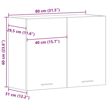 vidaXL Μαύρο Διπλό Ντουλάπι - 80x31x60cm - Κατασκευασμένο από Επεξεργασμένο Ξύλο
