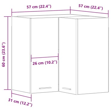 vidaXL Κρεμαστό ντουλάπι Lyon Μαύρη Οξυά 57x57x60 εκ
