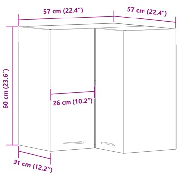 vidaXL Κρεμαστό ντουλάπι Lyon Μαύρη Οξυά 57x57x60 εκ
