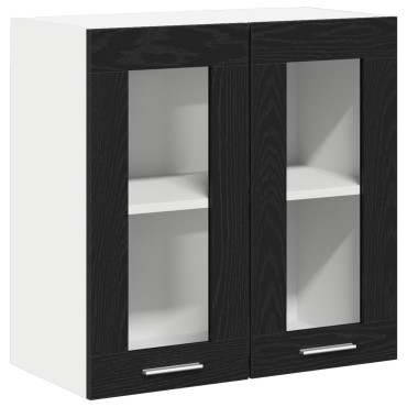 vidaXL Κρεμαστό Γυάλινο Ντουλάπι σε Μαύρη Δρυς - 60x31x60cm