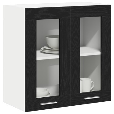 vidaXL Κρεμαστό Γυάλινο Ντουλάπι σε Μαύρη Δρυς - 60x31x60cm