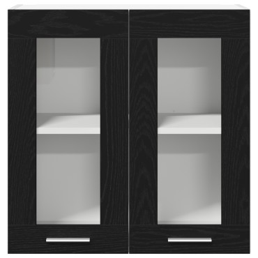 vidaXL Κρεμαστό Γυάλινο Ντουλάπι σε Μαύρη Δρυς - 60x31x60cm