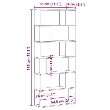 vidaXL Ράφι Βιβλίων Μαύρο Δρυς 80x24x186cm Επεξεργασμένο Ξύλο