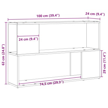 vidaXL Ράφι Βιβλίων Μαύρη Δρυς 100x24x63cm Επεξεργασμένο Ξύλο