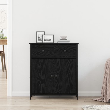 vidaXL Μπουφές Μαύρο Δρυς 70x30x80cm Κατασκευασμένο από Τεχνητό Ξύλο και Ατσάλι 1 τεμ.