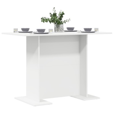 vidaXL Τραπέζι Φαγητού Λευκό 110x60x75cm Επεξεργασμένο Ξύλο 1 τεμ.