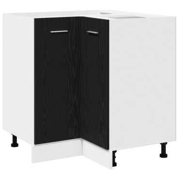 vidaXL Μαύρο Δρυς Γωνιακό Κάτω Ντουλάπι - 75.5x75.5x81.5 εκ