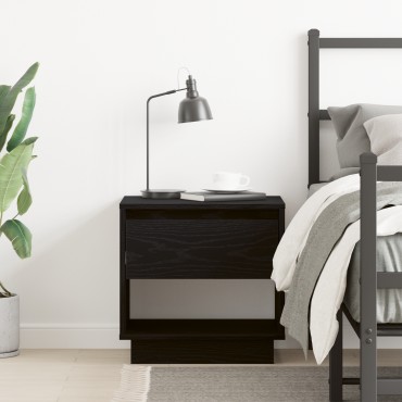 Κομοδίνο vidaXL Μαύρο Δρυς 45x34x48cm Επεξεργασμένο Ξύλο 1 τεμ.