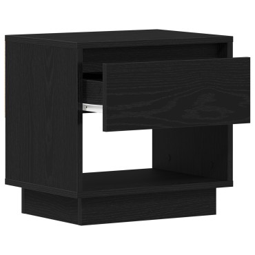 Κομοδίνο vidaXL Μαύρο Δρυς 45x34x48cm Επεξεργασμένο Ξύλο 1 τεμ.