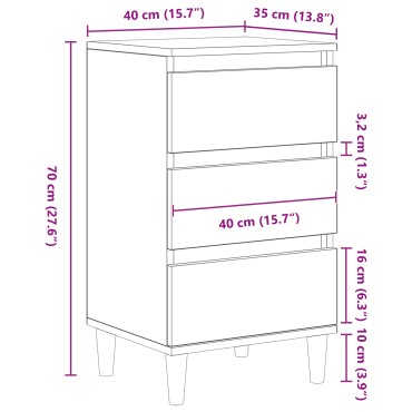 vidaXL Κομοδίνο Μαύρη Οξυά 40x35x70cm Επεξεργασμένο Ξύλο 1 τεμ.