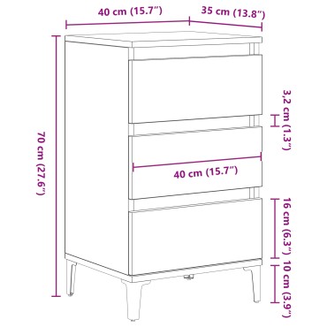 vidaXL Κομοδίνο Παλιό ξύλο 45x35x44cm Επεξεργασμένο Ξύλο 1 τεμ.