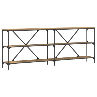 vidaXL Τραπέζι κονσόλας από ξύλο δρυός 200x30x75cm από εξελιγμένο ξύλο και ατσάλι 1 τεμ.