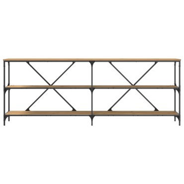 vidaXL Τραπέζι κονσόλας από ξύλο δρυός 200x30x75cm από εξελιγμένο ξύλο και ατσάλι 1 τεμ.