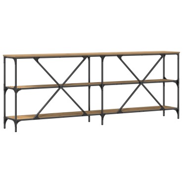 vidaXL Τραπέζι κονσόλας από ξύλο δρυός 200x30x75cm από εξελιγμένο ξύλο και ατσάλι 1 τεμ.