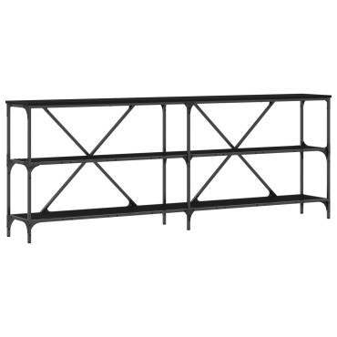 vidaXL Κονσόλα Μαύρη Δρυς 200x30x75cm Κατασκευασμένο ξύλο και ατσάλι 1 τεμ.