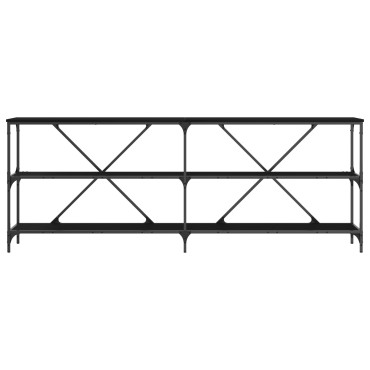 vidaXL Κονσόλα Μαύρη Δρυς 200x30x75cm Κατασκευασμένο ξύλο και ατσάλι 1 τεμ.