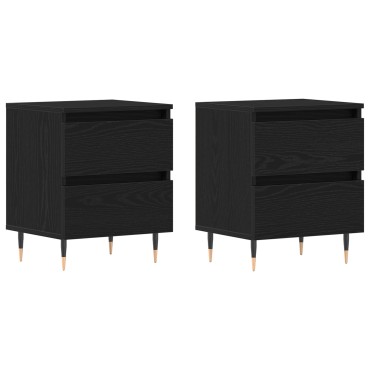 vidaXL Κομοδίνα 2 τεμ. Μαύρο Δρυς 40x35x50cm Κατασκευασμένο Ξύλο